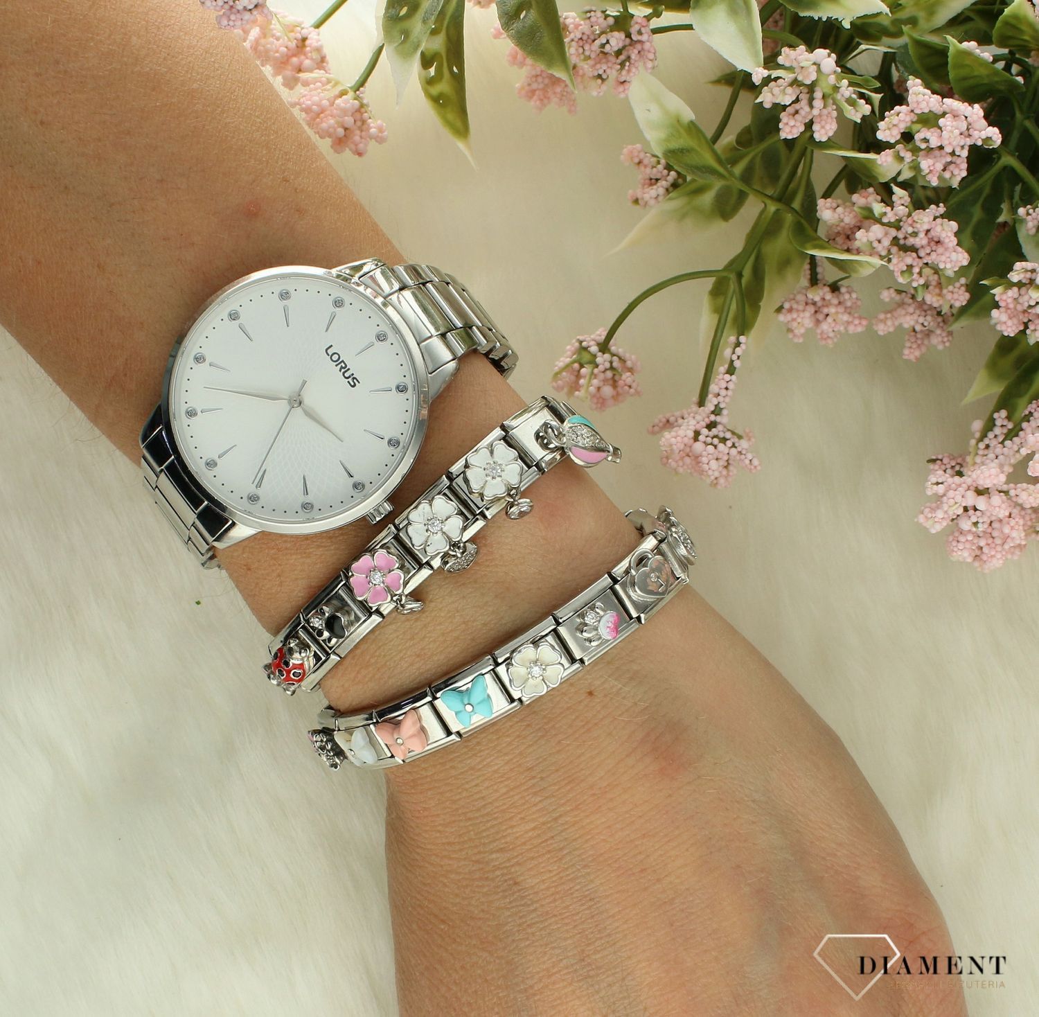 Nomination Link 925 zawieszka srebro Biały kwiat z wiszącą cyrkonią 331814 06.png